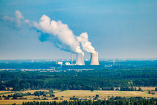 Nuclear power plant from the southeast in Philippsburg in the state Baden-Wuerttemberg, Germany