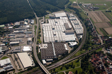 Aerial view of SEW-eurodrive GmbH in the district Graben in Graben-Neudorf in the state Baden-Wuerttemberg, Germany