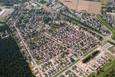 Kirchfeldsiedlung from the north in the district Neureut in Karlsruhe in the state Baden-Wuerttemberg, Germany