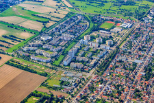 Residential areas Rubensstraße and Bärenweg south of Neureuter Querallee in the district Neureut in Karlsruhe in the state Baden-Wuerttemberg, Germany