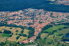 City view from the south in Jockgrim in the state Rhineland-Palatinate, Germany from above