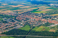 Bird's eye view of City view from the southeast in Kandel in the state Rhineland-Palatinate, Germany