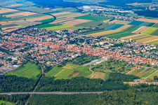 City view from the southeast in Kandel in the state Rhineland-Palatinate, Germany viewn from the air