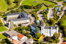 Oblique view of Complex of the hotel building Victor's Residenz-Hotel Schloss Berg and Niederburg Nennig in Perl in the state Saarland, Germany