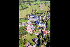 Complex of the hotel building Victor's Residenz-Hotel Schloss Berg and Niederburg Nennig in Perl in the state Saarland, Germany from above