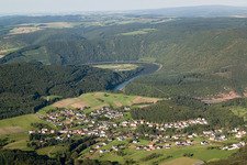 Village on the river bank areas of the river Saar in Taben-Rodt in the state Rhineland-Palatinate, Germany
