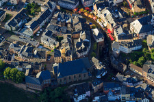 Old Town and St. Laurentius on the banks of the Saar in the district Beurig in Saarburg in the state Rhineland-Palatinate, Germany