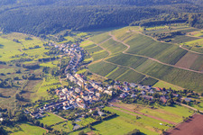 Village view at the foot of vineyards in Wawern in the state Rhineland-Palatinate, Germany