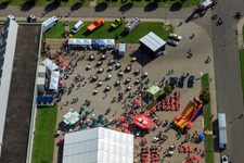 Aerial photograpy of Daimler / Mercedes-Benz Global Logistics Center GLC on the island of Grün in Germersheim in the state Rhineland-Palatinate, Germany