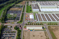 Daimler / Mercedes-Benz Global Logistics Center GLC on the island of Grün in Germersheim in the state Rhineland-Palatinate, Germany out of the air
