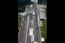 Aerial view of Nolte Furniture/Woodworks GmbH in Germersheim in the state Rhineland-Palatinate, Germany
