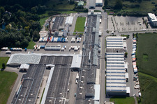 Aerial photograpy of Nolte Furniture/Woodworks GmbH in Germersheim in the state Rhineland-Palatinate, Germany