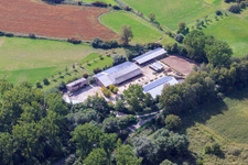 Kennelhof in the district Sondernheim in Germersheim in the state Rhineland-Palatinate, Germany from above