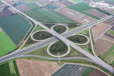 Traffic flow at the intersection- motorway A 65 und A61 in Mutterstadt in the state Rhineland-Palatinate