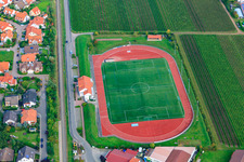 Aerial view of Sports field of TuS 1883 Wachenheim eV in Wachenheim an der Weinstraße in the state Rhineland-Palatinate, Germany