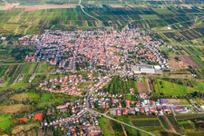 Town View of the streets and houses of the residential areas in Weisenheim am Sand in the state Rhineland-Palatinate, Germany