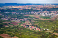 Aerial view of Village view of Sausenheim in Bissersheim in the state Rhineland-Palatinate