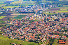 View of the town from the north in Lambsheim in the state Rhineland-Palatinate, Germany