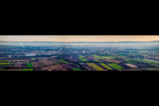 Aerial view of Panorama from the west in Frankenthal in the state Rhineland-Palatinate, Germany