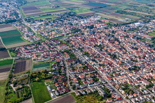 Oblique view of Town View of the streets and houses of the residential areas in Lambsheim in the state Rhineland-Palatinate, Germany