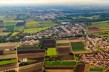 Aerial photograpy of View of the town from the north in Lambsheim in the state Rhineland-Palatinate, Germany