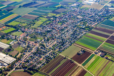 View of the town from the northwest in Fußgönheim in the state Rhineland-Palatinate, Germany