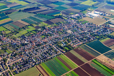 Aerial view of View of the town from the northwest in Fußgönheim in the state Rhineland-Palatinate, Germany
