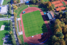 Bienwald Stadium in Kandel in the state Rhineland-Palatinate, Germany seen from above