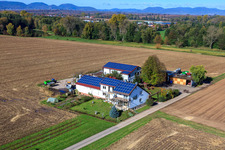 Oblique view of Rosenhof Wine and Sparkling Wine Estate in Steinweiler in the state Rhineland-Palatinate, Germany