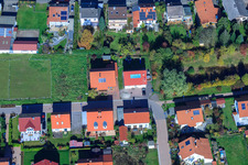 In the pea field in the district Mörzheim in Landau in der Pfalz in the state Rhineland-Palatinate, Germany viewn from the air