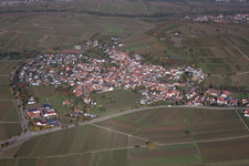 Village - view on the edge of agricultural fields and farmland in Ilbesheim bei Landau in der Pfalz in the state Rhineland-Palatinate, Germany