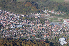Annweiler am Trifels in the state Rhineland-Palatinate, Germany from the drone perspective