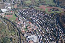 Aerial view of Annweiler am Trifels in the state Rhineland-Palatinate, Germany
