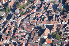 Aerial photograpy of City Church in Annweiler am Trifels in the state Rhineland-Palatinate, Germany
