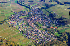 Aerial photograpy of Village behind Landeck Castle in Klingenmünster in the state Rhineland-Palatinate, Germany