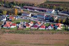 Aerial view of Station railway building of the Deutsche Bahn in Winden in the state Rhineland-Palatinate, Germany