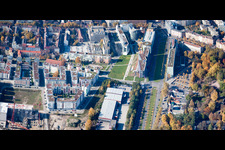Kriegsstraße East in the district Südstadt in Karlsruhe in the state Baden-Wuerttemberg, Germany seen from above
