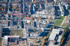 Kriegsstraße East in the district Südstadt in Karlsruhe in the state Baden-Wuerttemberg, Germany from the plane