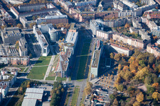 Kriegsstraße East in the district Südstadt in Karlsruhe in the state Baden-Wuerttemberg, Germany viewn from the air