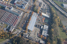 Aerial view of Ottostraße DHU in the district Durlach in Karlsruhe in the state Baden-Wuerttemberg, Germany