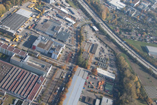 Aerial photograpy of Ottostraße DHU in the district Durlach in Karlsruhe in the state Baden-Wuerttemberg, Germany