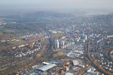 District Durlach in Karlsruhe in the state Baden-Wuerttemberg, Germany seen from a drone