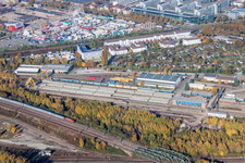 Railway depot and repair shop for maintenance and repair of trains of passenger transport of the DB Netz AG in the district Oststadt in Karlsruhe in the state Baden-Wurttemberg, Germany