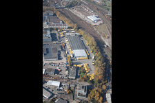 Drone recording of Warehouses and forwarding building SWS-Speditions-GmbH, Otto-street in the district Durlach in Karlsruhe in the state Baden-Wurttemberg