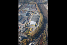 Drone image of Warehouses and forwarding building SWS-Speditions-GmbH, Otto-street in the district Durlach in Karlsruhe in the state Baden-Wurttemberg