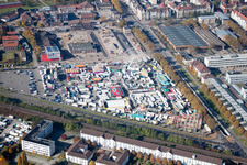 Aerial view of Measuring station in the district Oststadt in Karlsruhe in the state Baden-Wuerttemberg, Germany