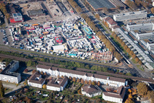 Aerial photograpy of Measuring station in the district Oststadt in Karlsruhe in the state Baden-Wuerttemberg, Germany