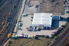 Wofahrtsweierer Straße, Emons Spedition GmbH in the district Oststadt in Karlsruhe in the state Baden-Wuerttemberg, Germany from above