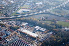 Aerial view of Ottostr in the district Durlach in Karlsruhe in the state Baden-Wuerttemberg, Germany