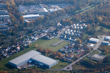 Aerial view of Wachhausstraße in the district Durlach in Karlsruhe in the state Baden-Wuerttemberg, Germany
